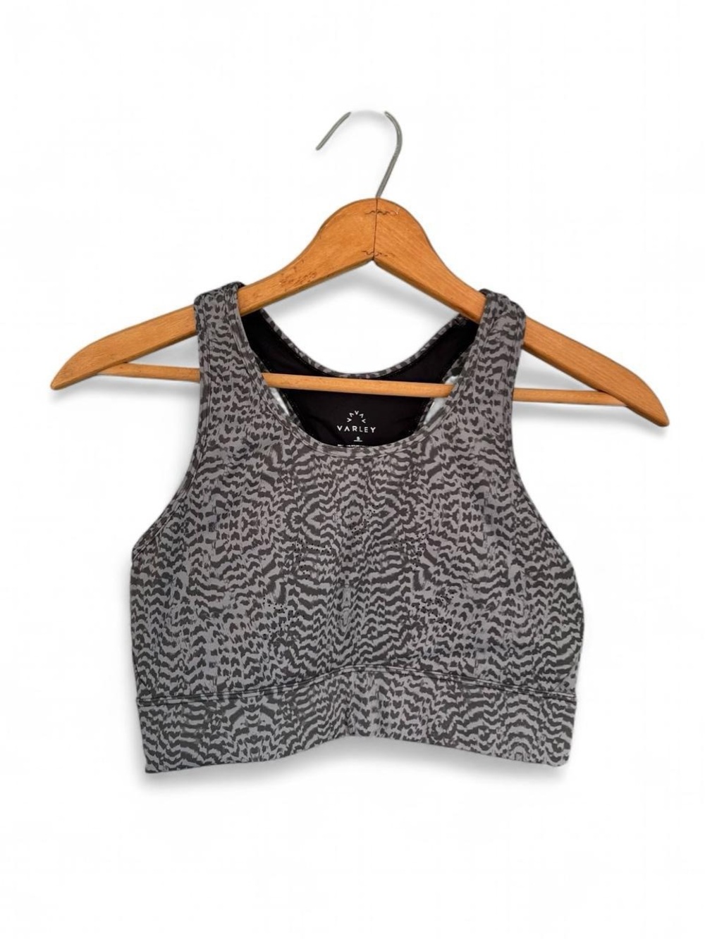 Varley Women’s Racerback Animal Print Sports Bra Wireless Pullover Gray/Black S